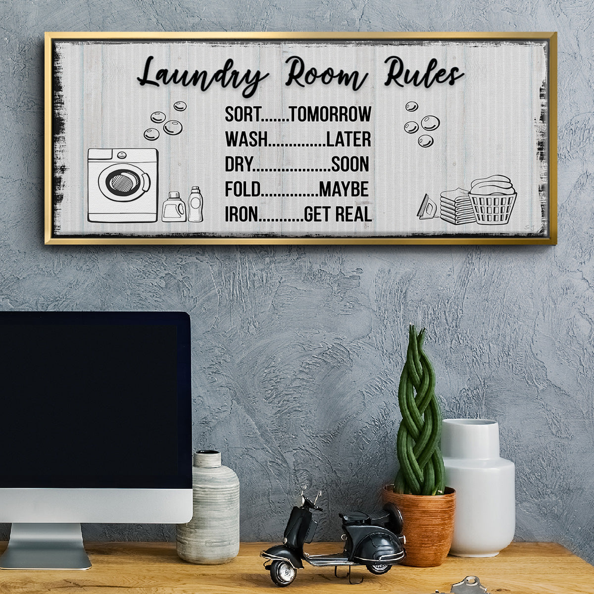 Laundry Room Rules - Floater Framed Canvas Print