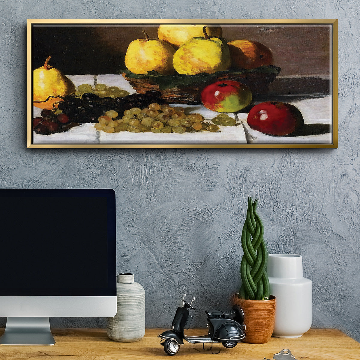 Still Life with Pears and Grapes, 1867 - Floater Framed Canvas Print