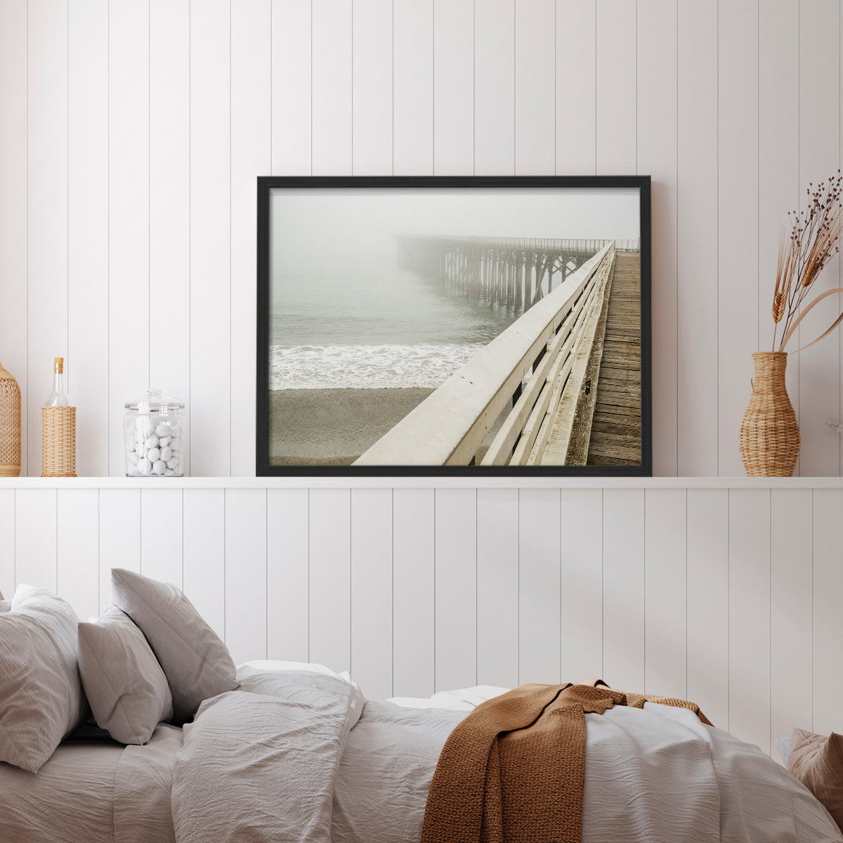 45784,pier,fog,ocean,beach,waves,tranquility,coastal,morning,scenery,serenity,wood,sand,nature,water,foggy,shoreline,horizon,mist,seaside,dock,peaceful,landscape,sunlight,reflection,summer,vacation,distance,exploration,outdoor,vacation spot,gentle,calm,ambiance,pathway,travel,coastline,leisure,escape,wandering,retreat,quiet place,scenic view,environment,Re-stickable,Nautical & Beach