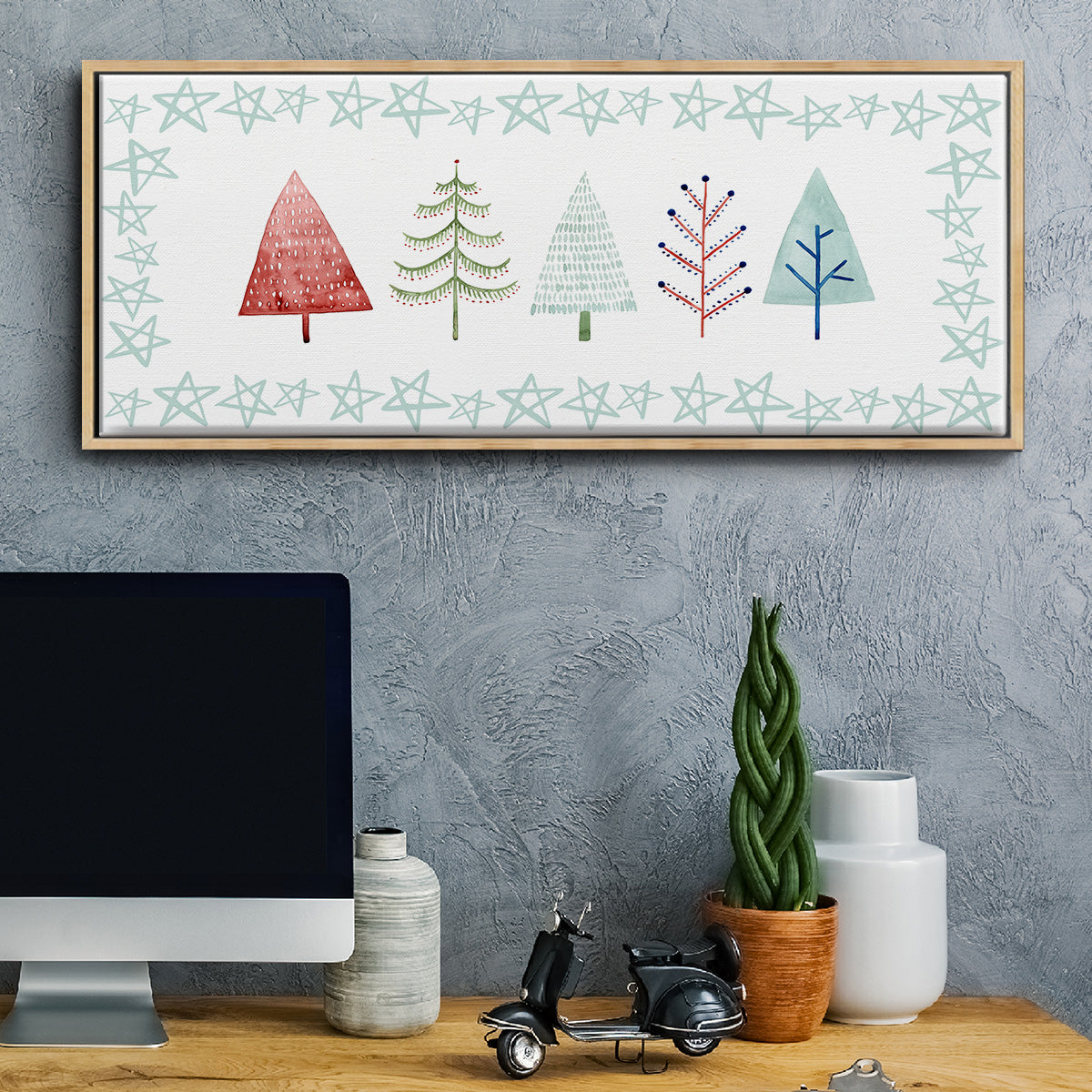 Christmas Tree Whimsy Collection C - Floater Framed Canvas Print