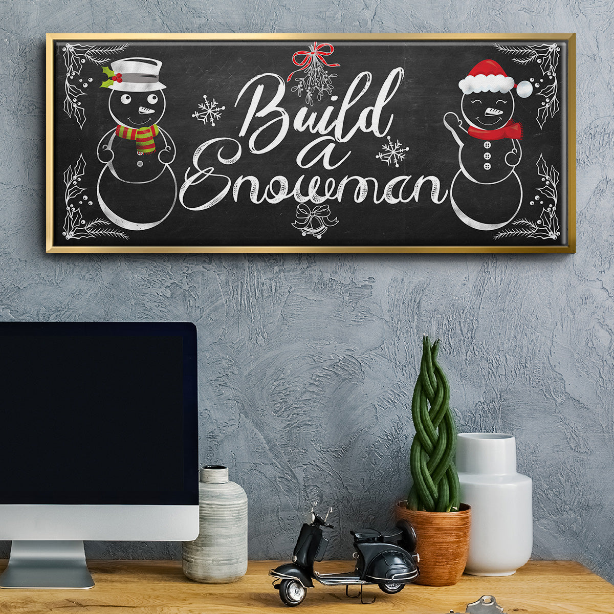 Build a Snowman - Floater Framed Canvas Print