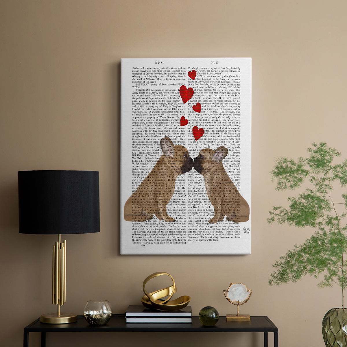 French Kiss and Hearts - Canvas Art Print