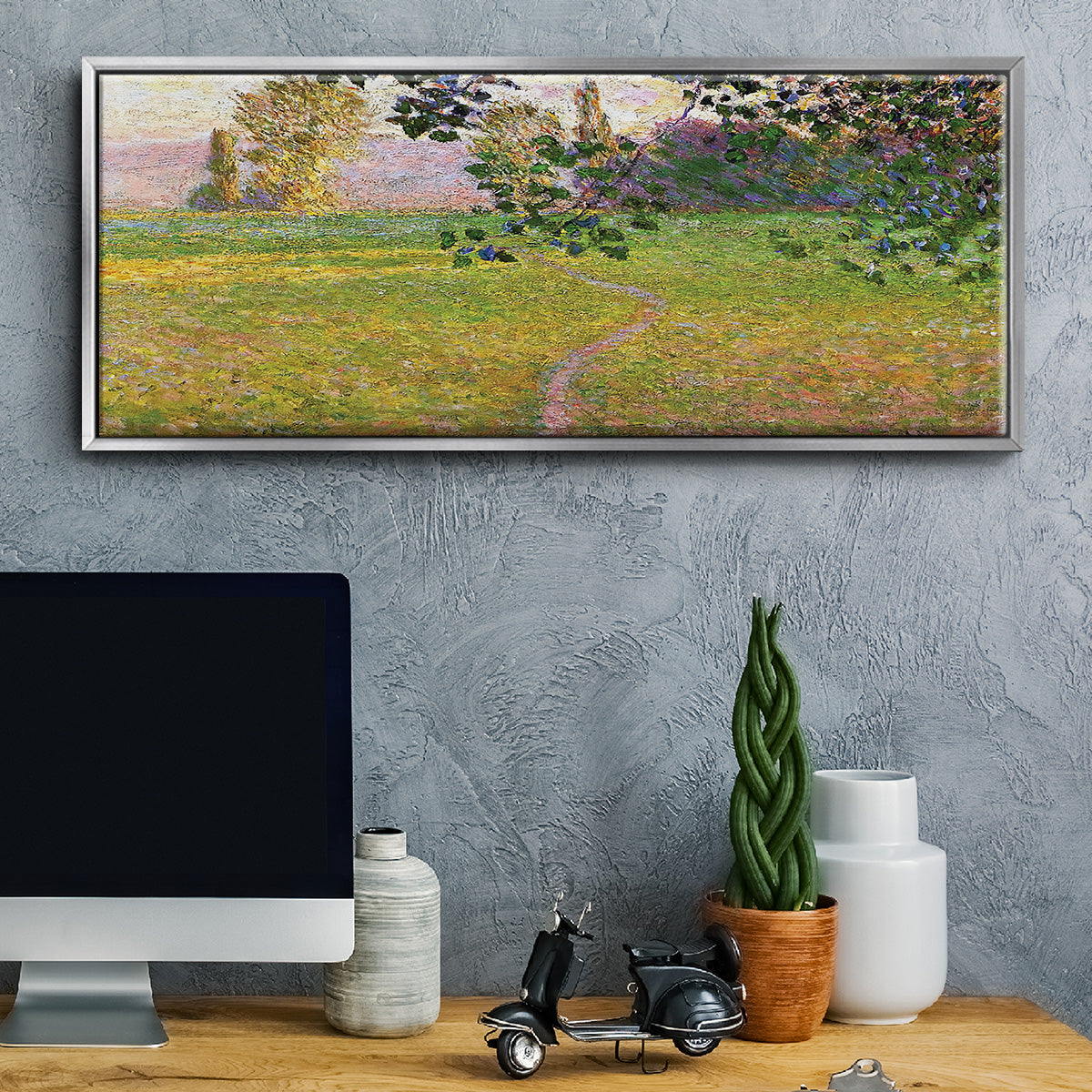 Morning Landscape, Giverny, 1888 - Floater Framed Canvas Print