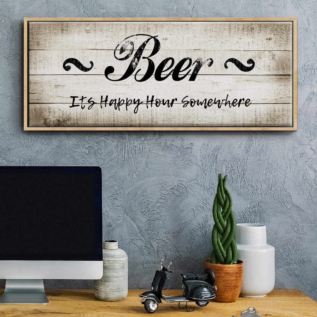 Beer Happy Hour - Floater Framed Canvas Print