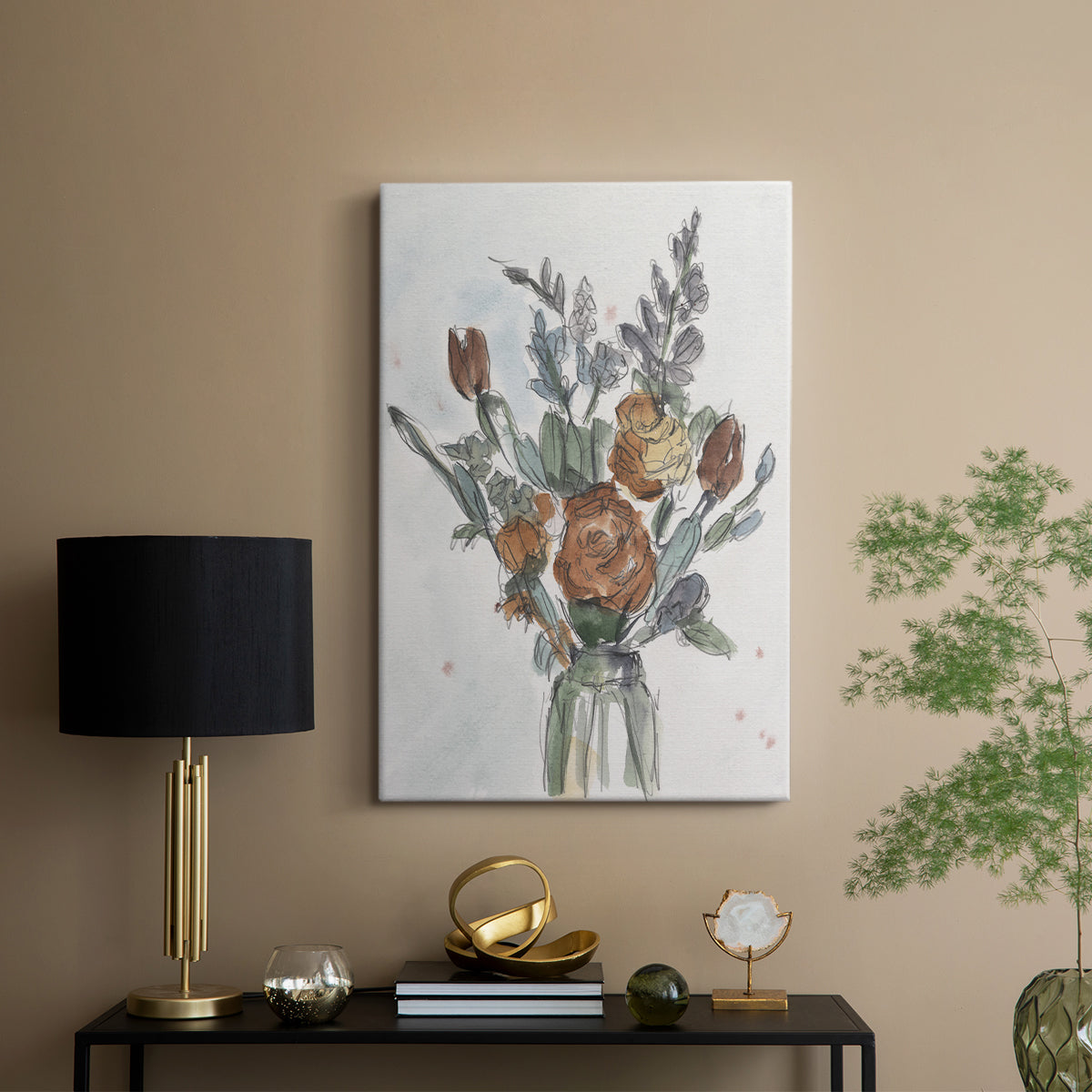 Watercolor Floral Arrangement II - Canvas Art Print