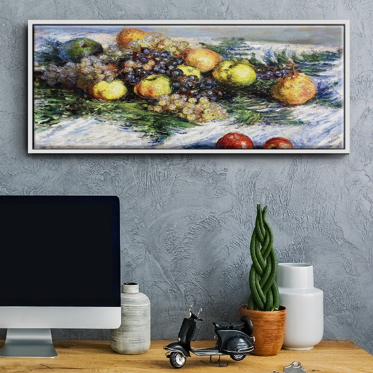 Still Life with Pears and Grapes, 1880 - Floater Framed Canvas Print