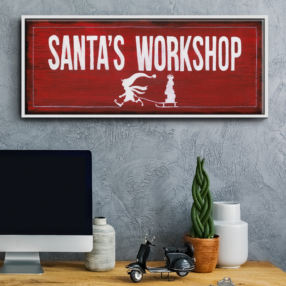 Santa's Workshop - Floater Framed Canvas Print