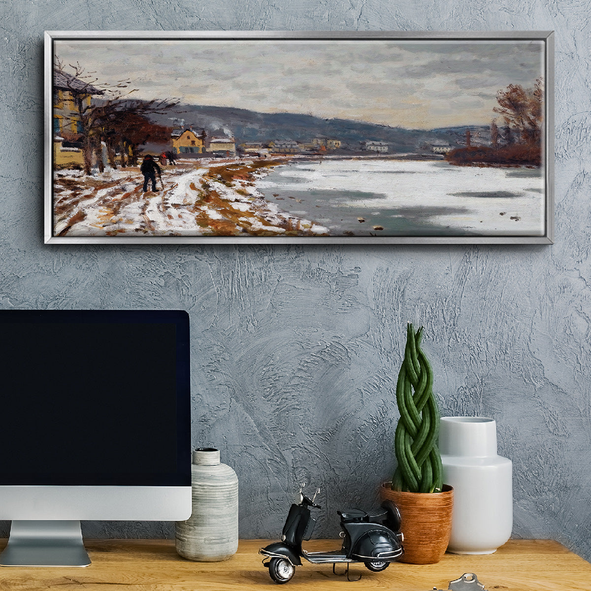 The Seine at Bougival, 1869 - Floater Framed Canvas Print