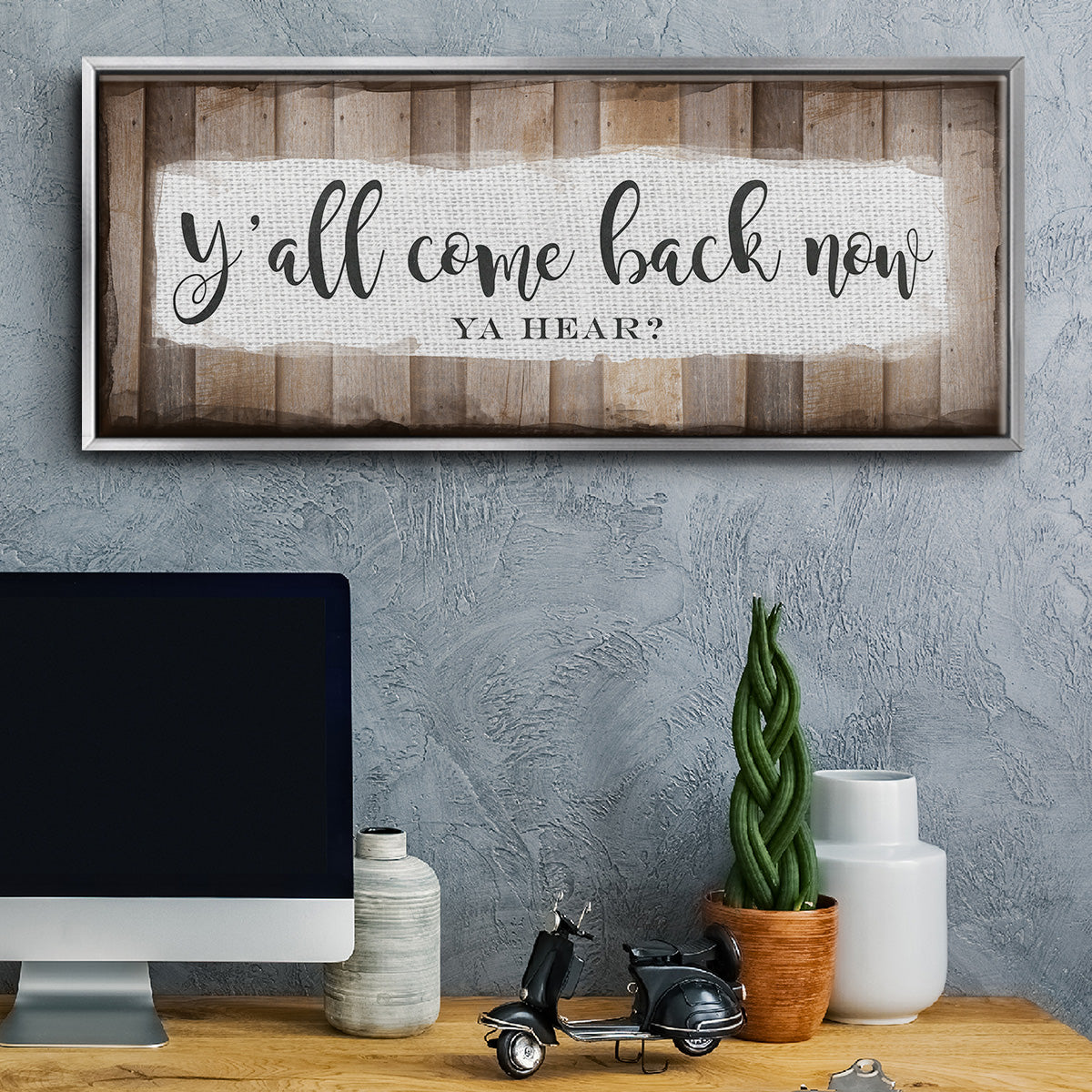 Y'all Come Back Now - Floater Framed Canvas Print