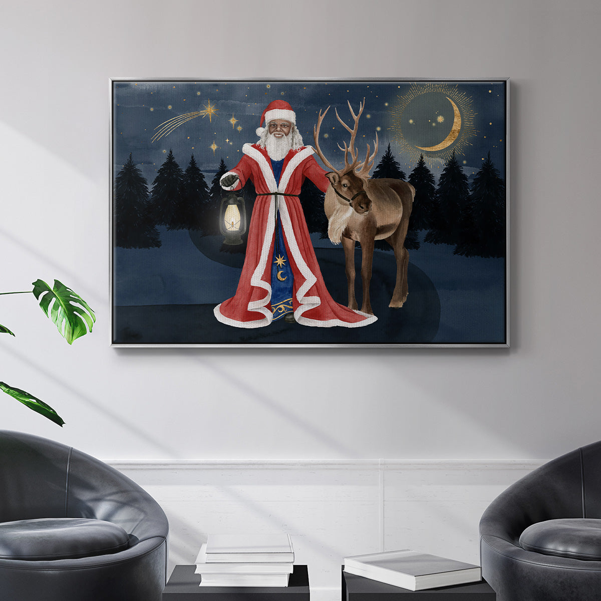 Celestial Christmas Collection A - Framed Gallery Wrapped Canvas in Floating Frame