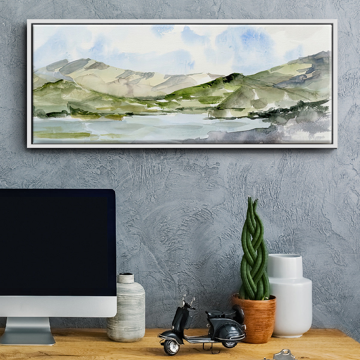 Serene Mountains I - Floater Framed Canvas Print