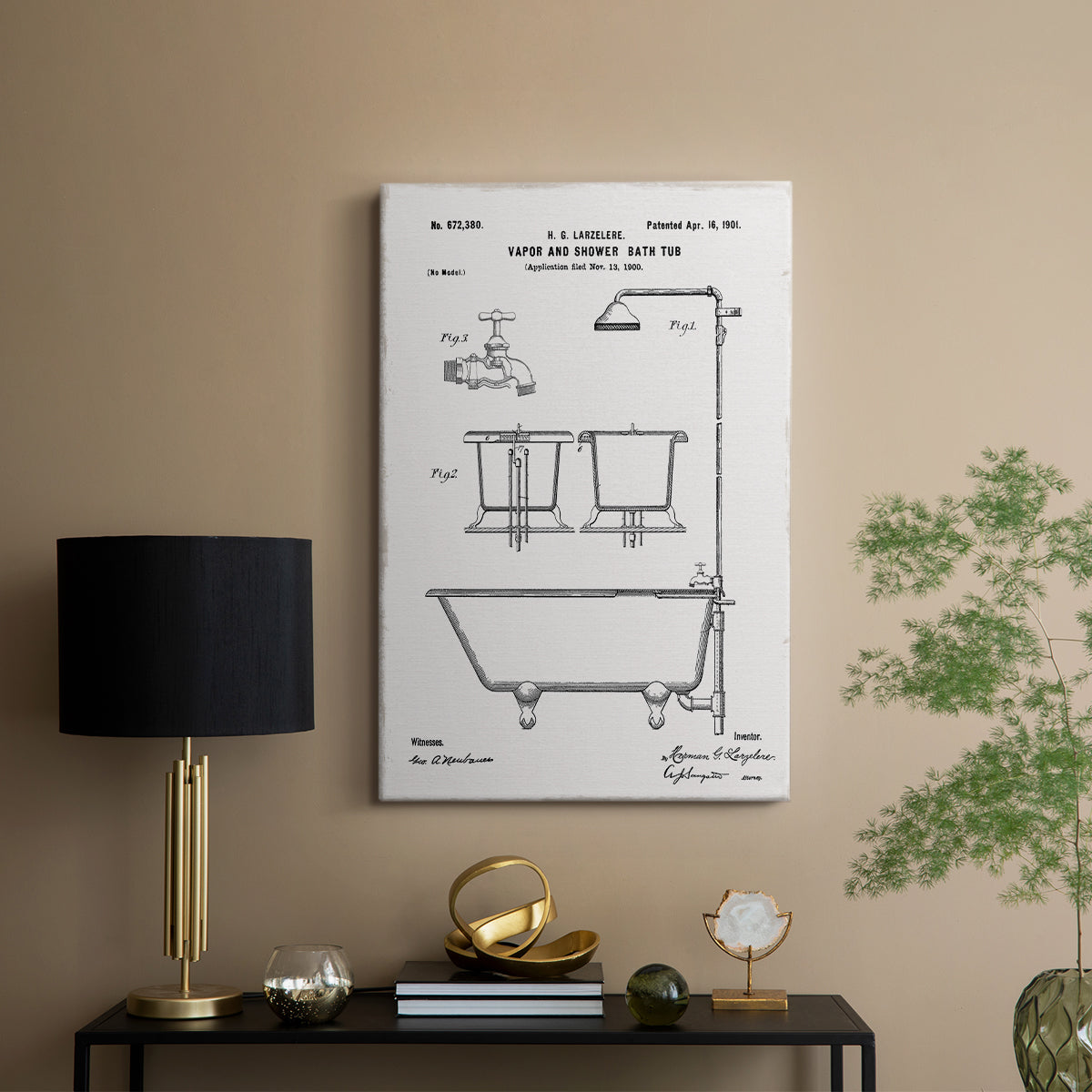 Vintage Bath II - Canvas Art Print