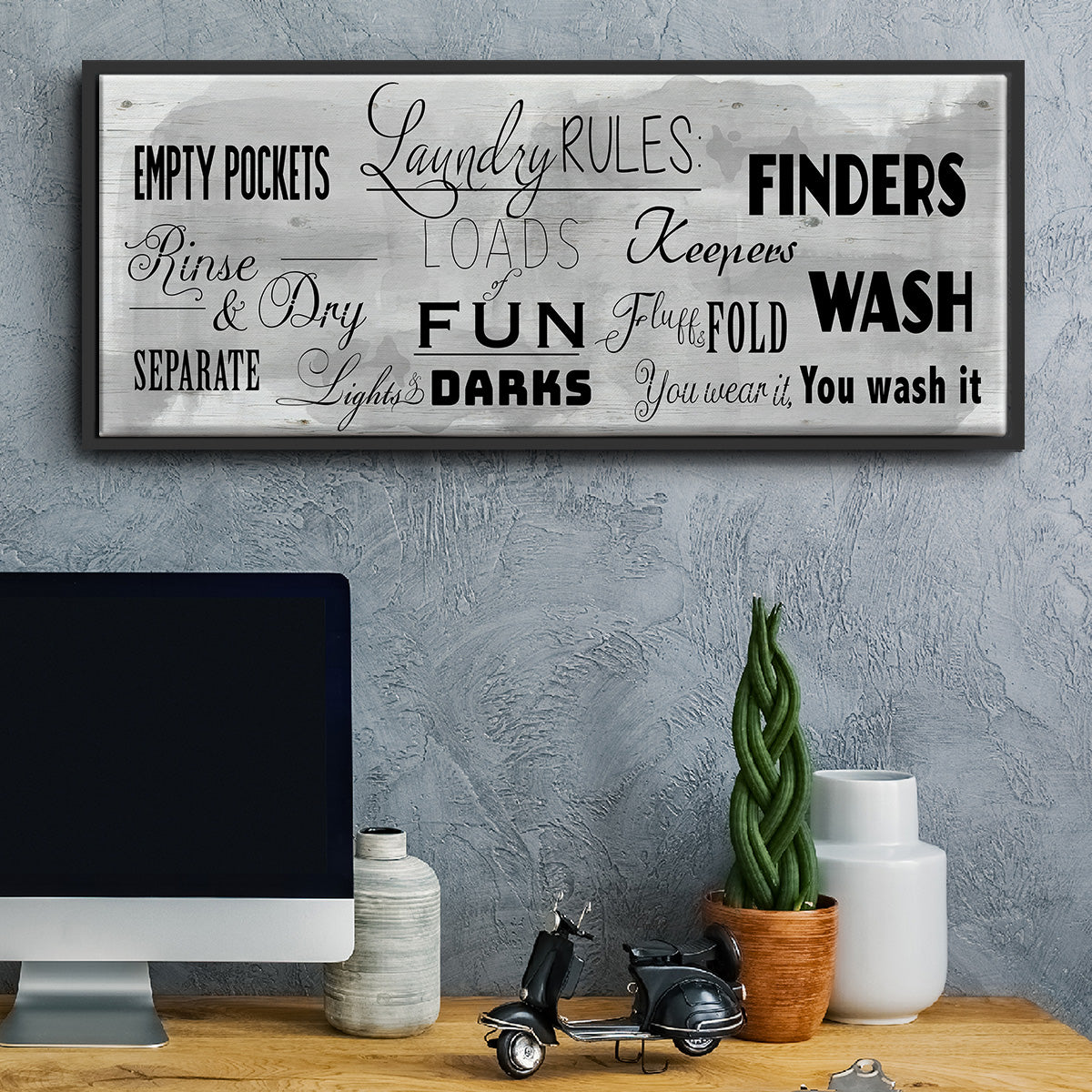 Laundry Rules - Floater Framed Canvas Print