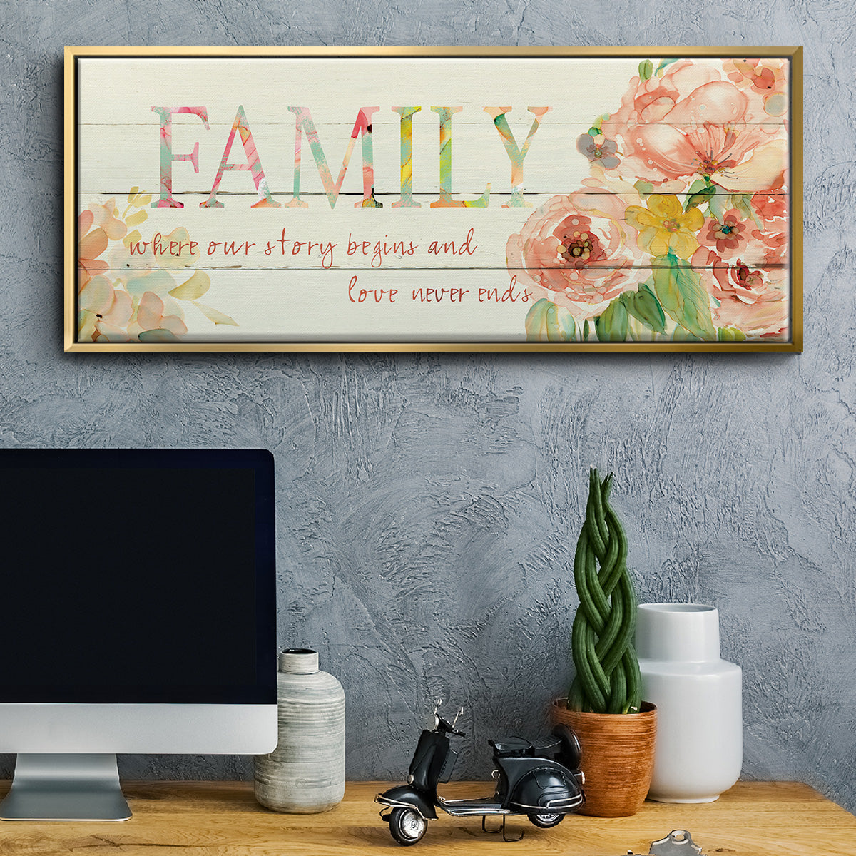 Family Where Our Story Begins - Floater Framed Canvas Print