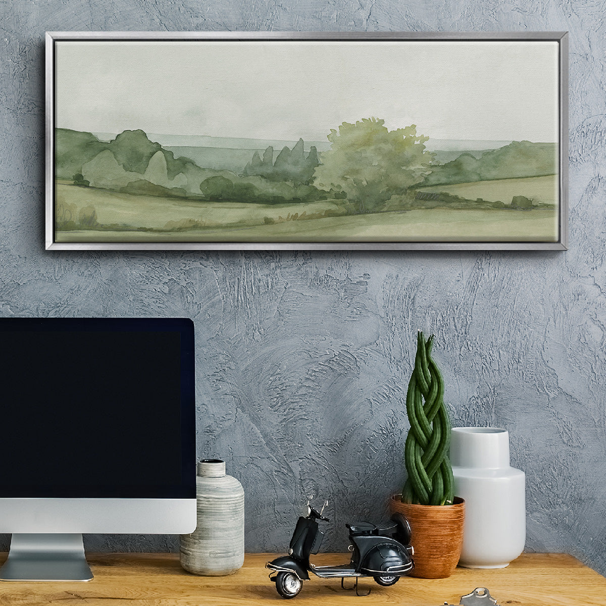 Vintage Landscape Sketch II - Floater Framed Canvas Print