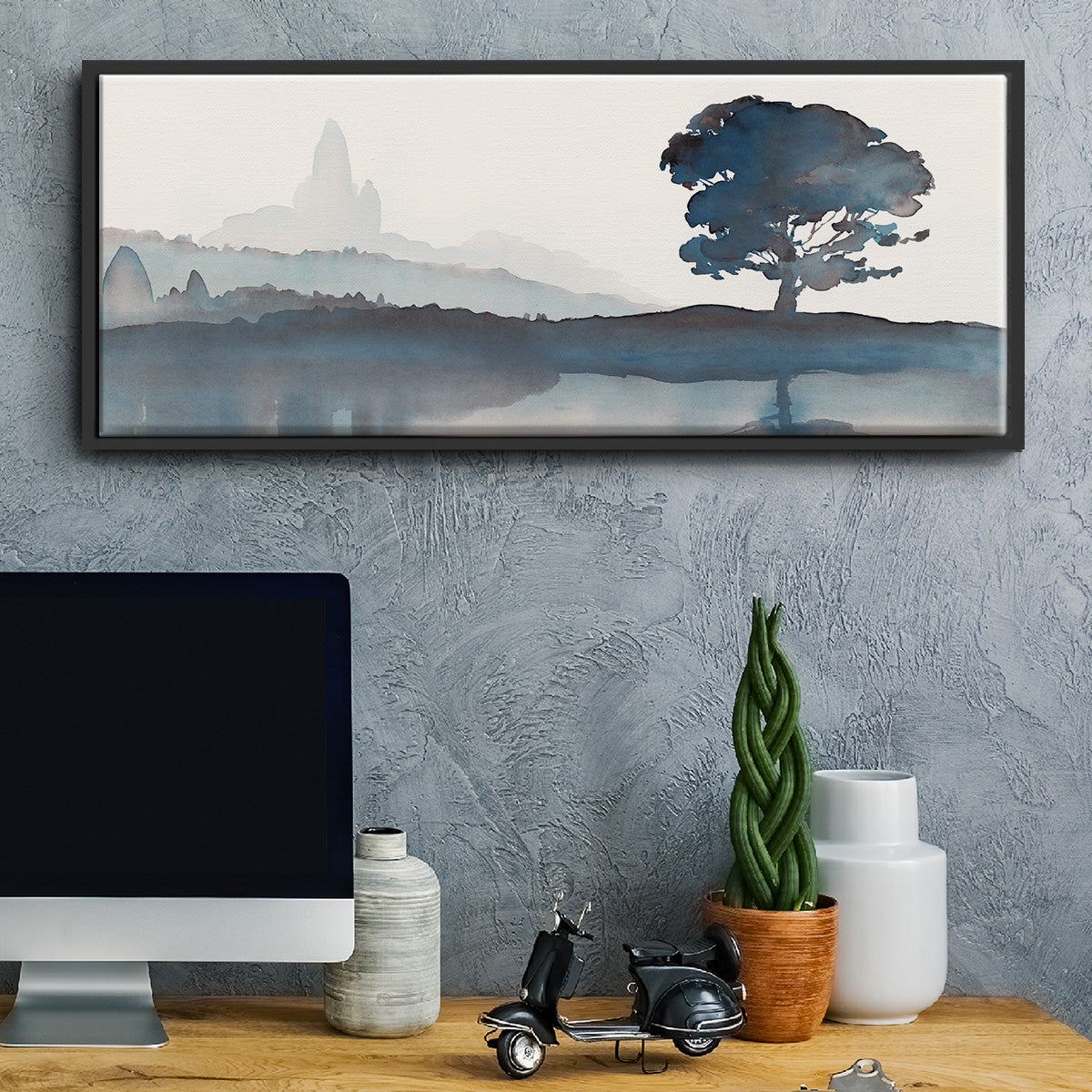 Serene Silhouette II - Floater Framed Canvas Print