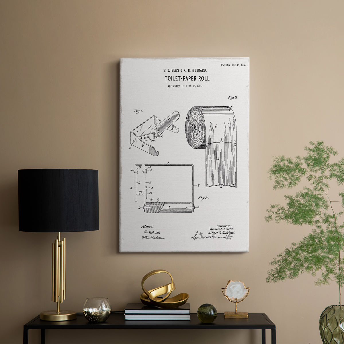 Toilet Paper Patent I - Canvas Art Print