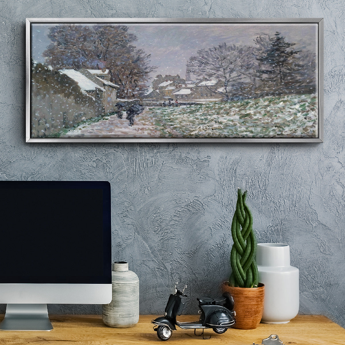 Snow at Argenteuil, 1874 - Floater Framed Canvas Print