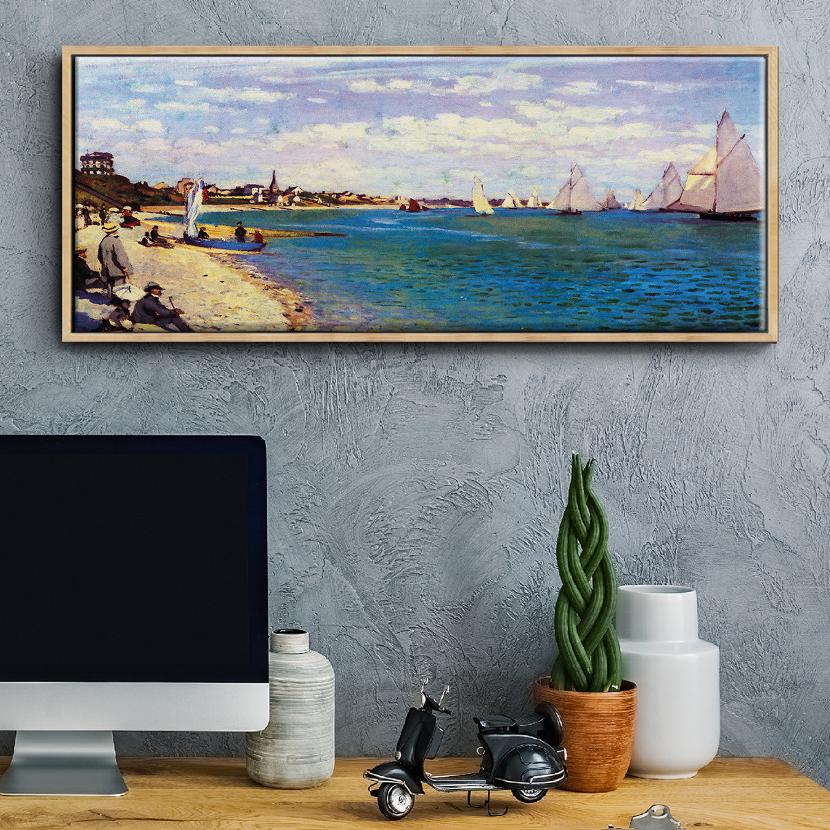 Regatta at Sainte Adresse - Floater Framed Canvas Print