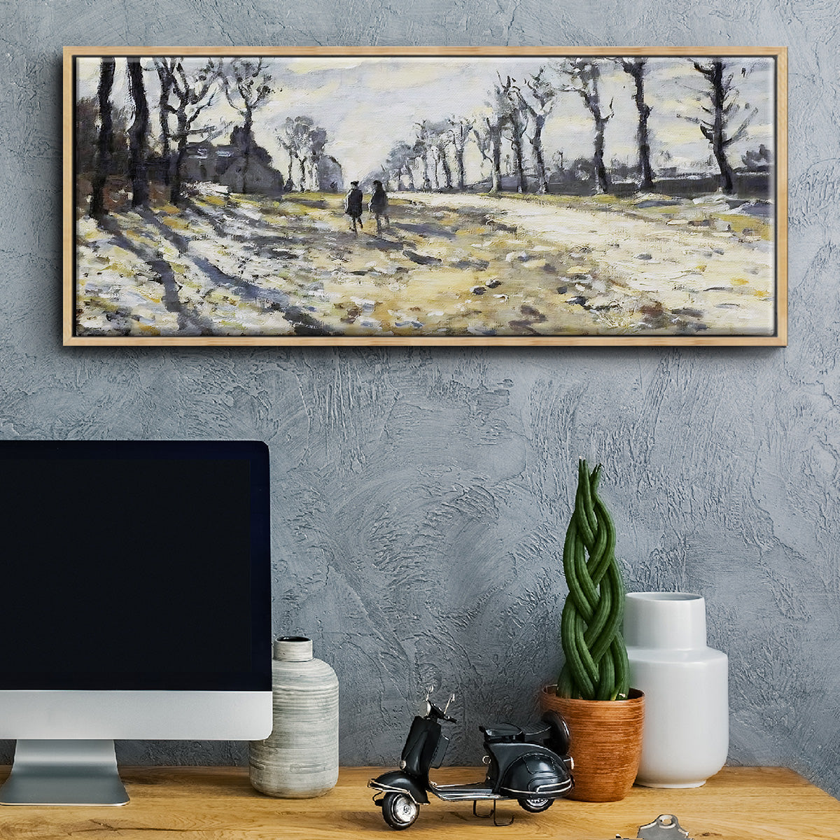 The Road, Effect of Snow at Sunset, 1869 - Floater Framed Canvas Print