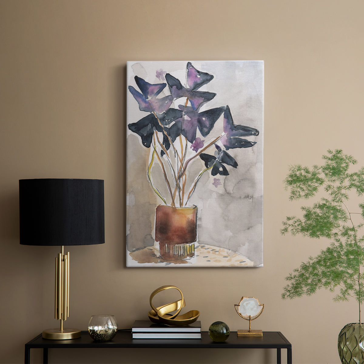 Oxalis in Vase I - Canvas Art Print