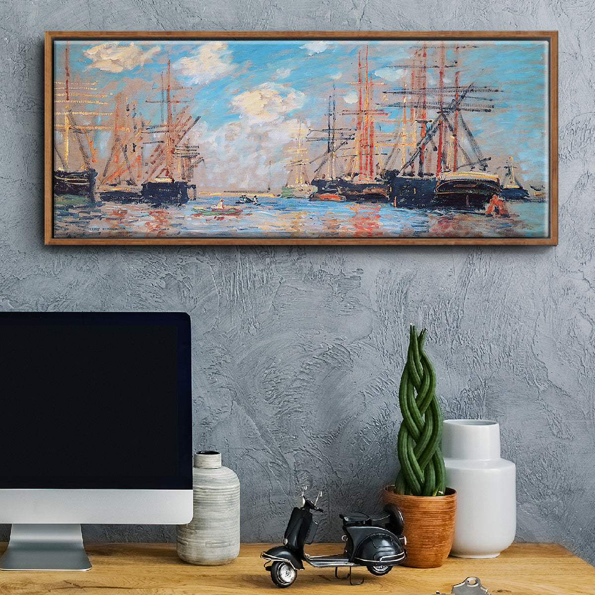 The Sea, Port in Amsterdam, 1874 - Floater Framed Canvas Print