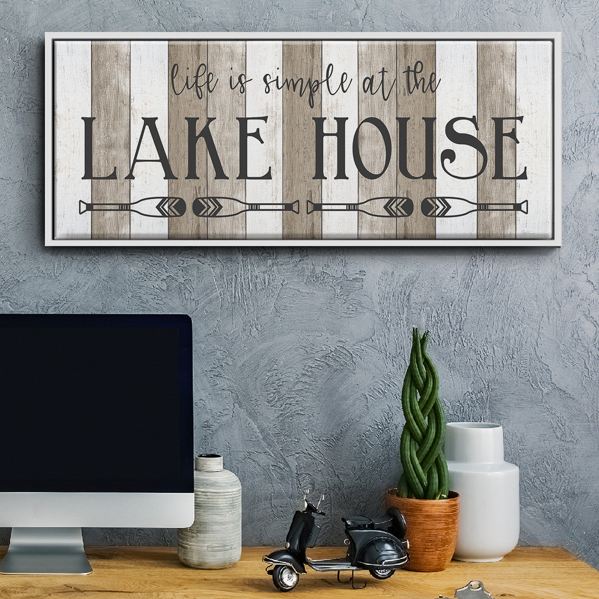 Simple at the Lake House - Floater Framed Canvas Print