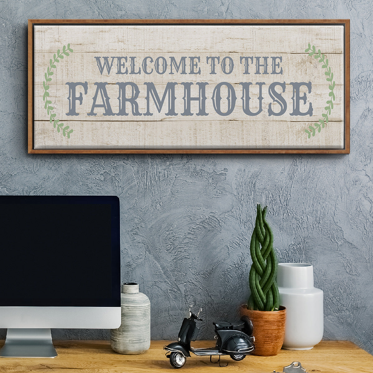 Welcome to the Farmhouse - Floater Framed Canvas Print