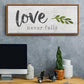 Love Never Fails - Floater Framed Canvas Print