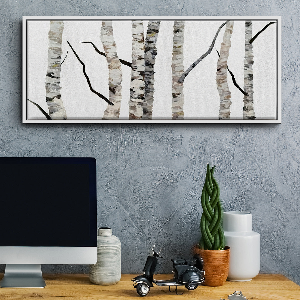 Birch Trees II - Floater Framed Canvas Print