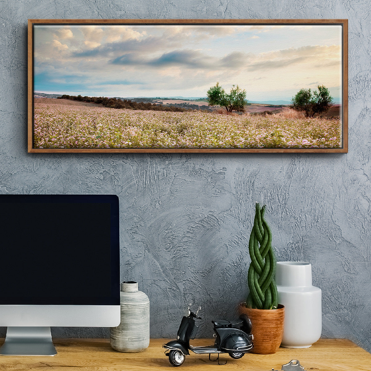 Tuscan Wildflowers - Floater Framed Canvas Print