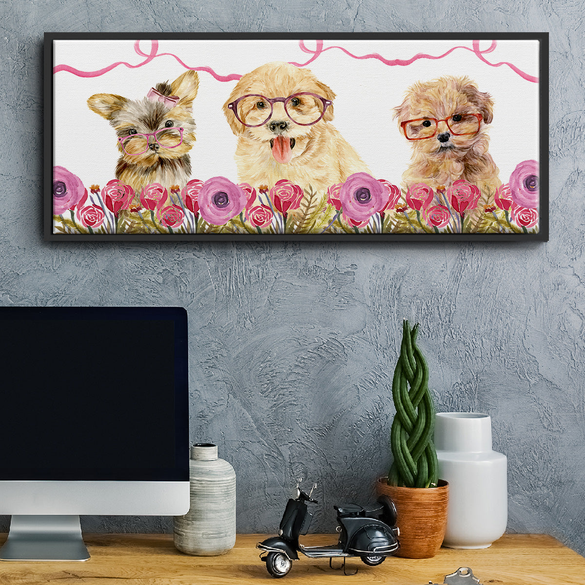 Puppy Valentine Collection D - Floater Framed Canvas Print