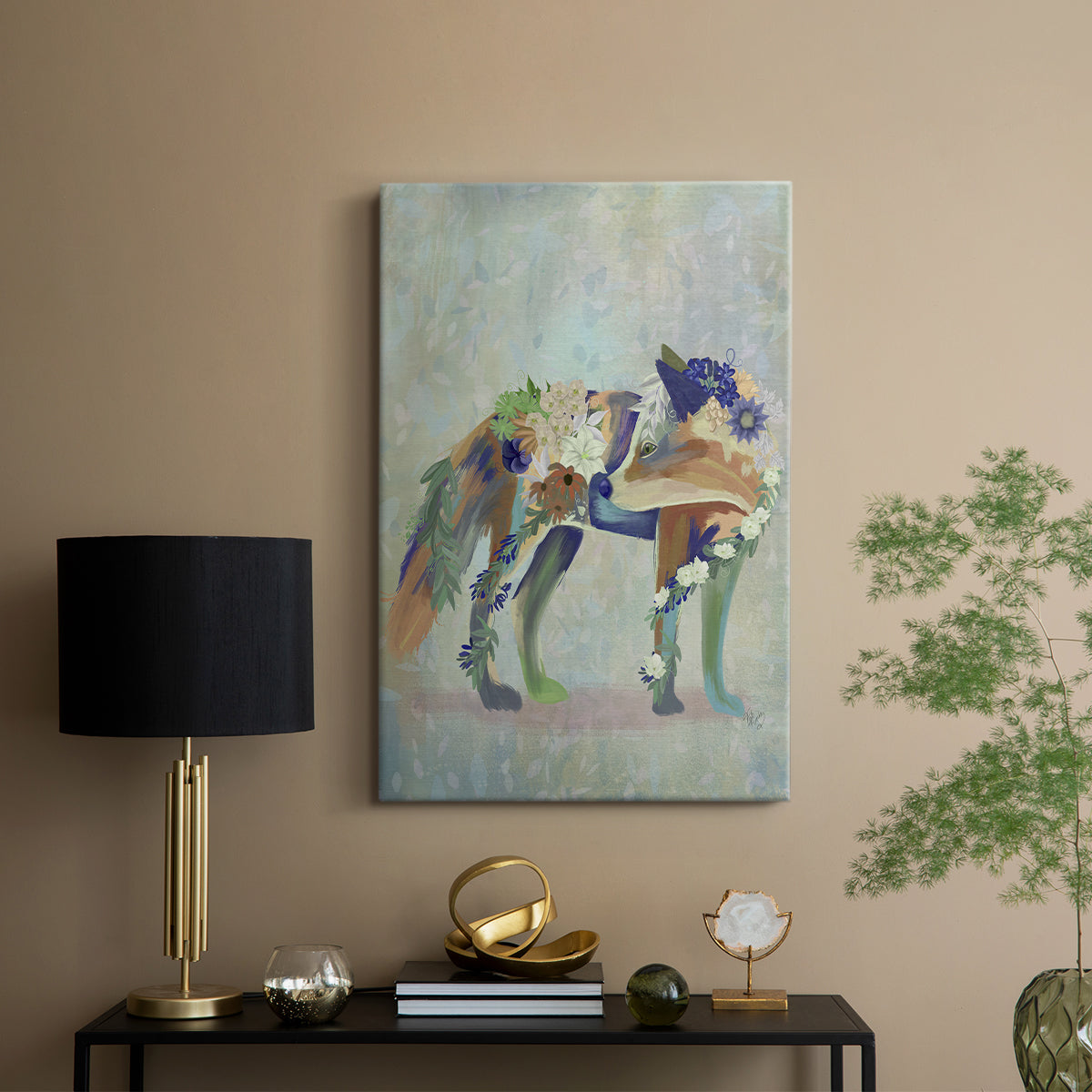 Fantastic Florals Fox, Standing - Canvas Art Print