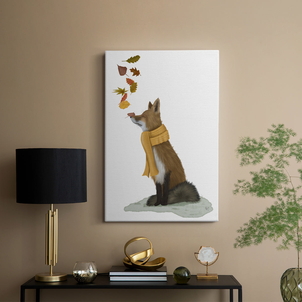Fox Leaves on Nose - Canvas Art Print