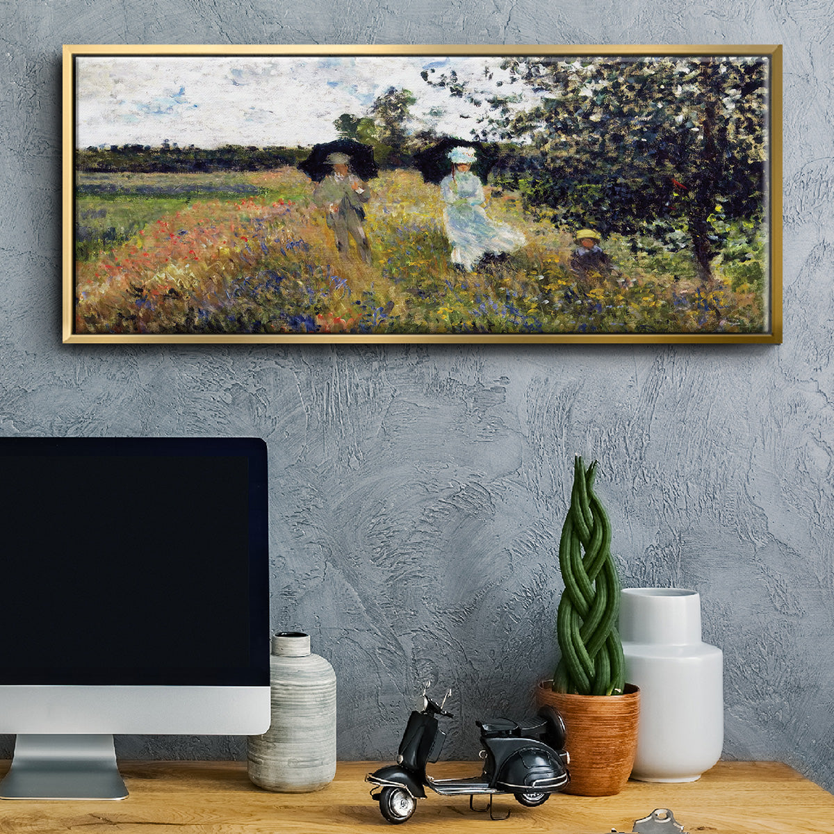 The Promenade Near Argenteuil, 1875 - Floater Framed Canvas Print