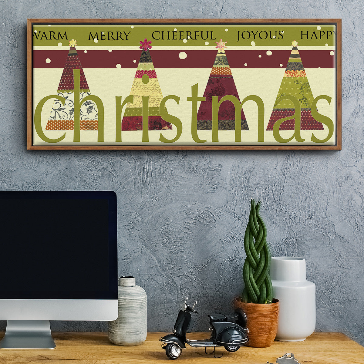 Happy Merry Joyous - Floater Framed Canvas Print