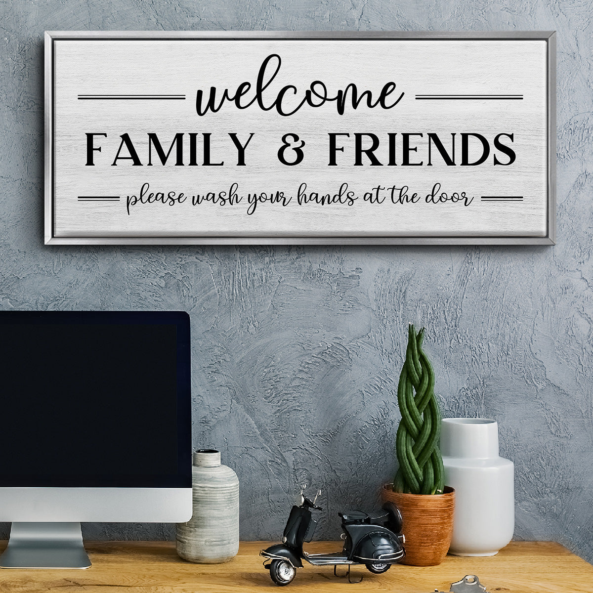 Welcome Family & Friends - Floater Framed Canvas Print