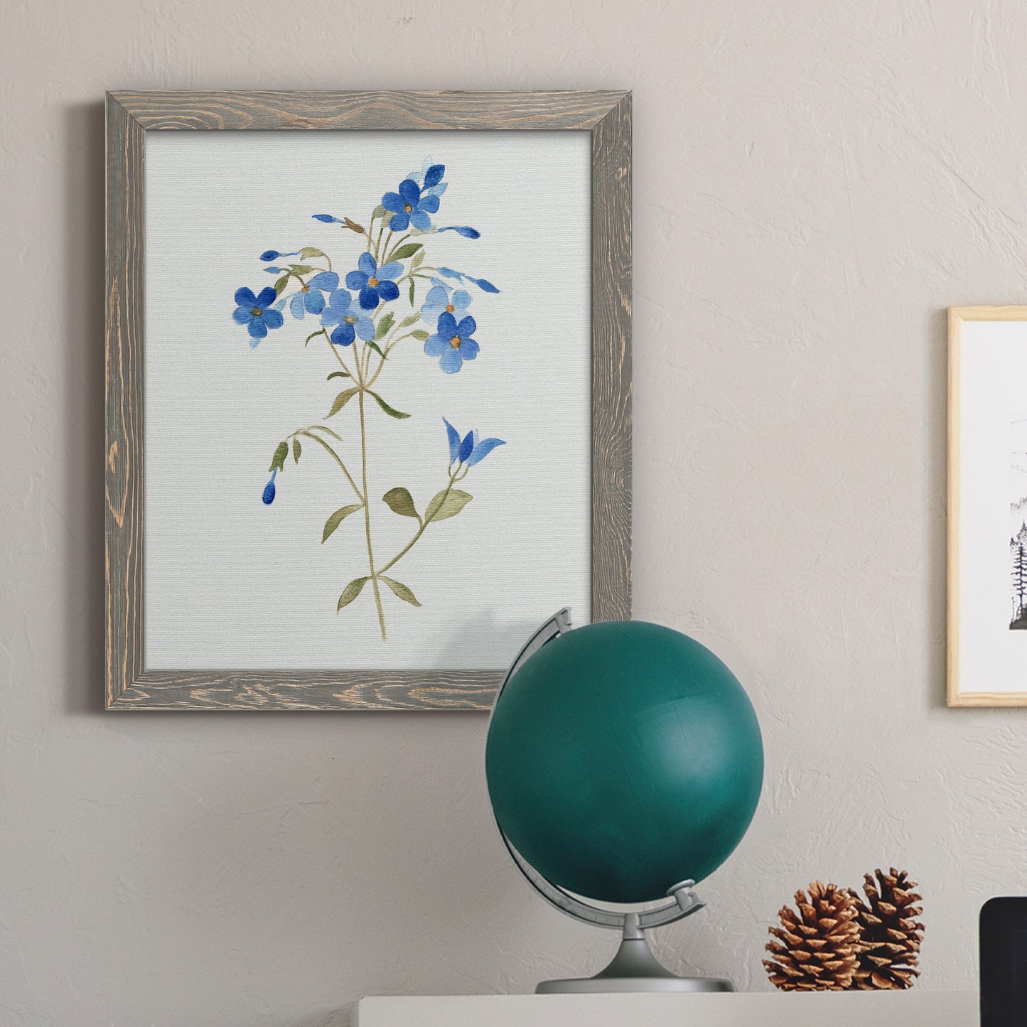 Blue Blossom Botanical II - Premium Canvas Framed in Barnwood - Ready to Hang