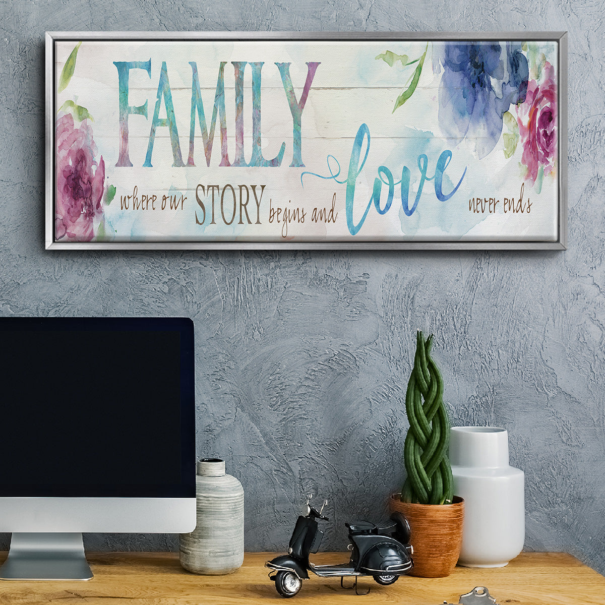 Family Love Story - Floater Framed Canvas Print