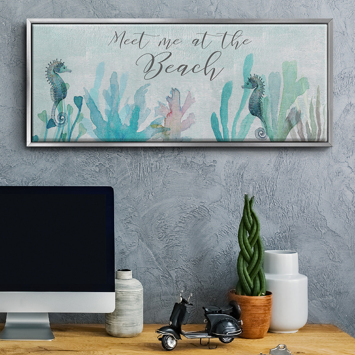 Seahorses and Coral - Floater Framed Canvas Print