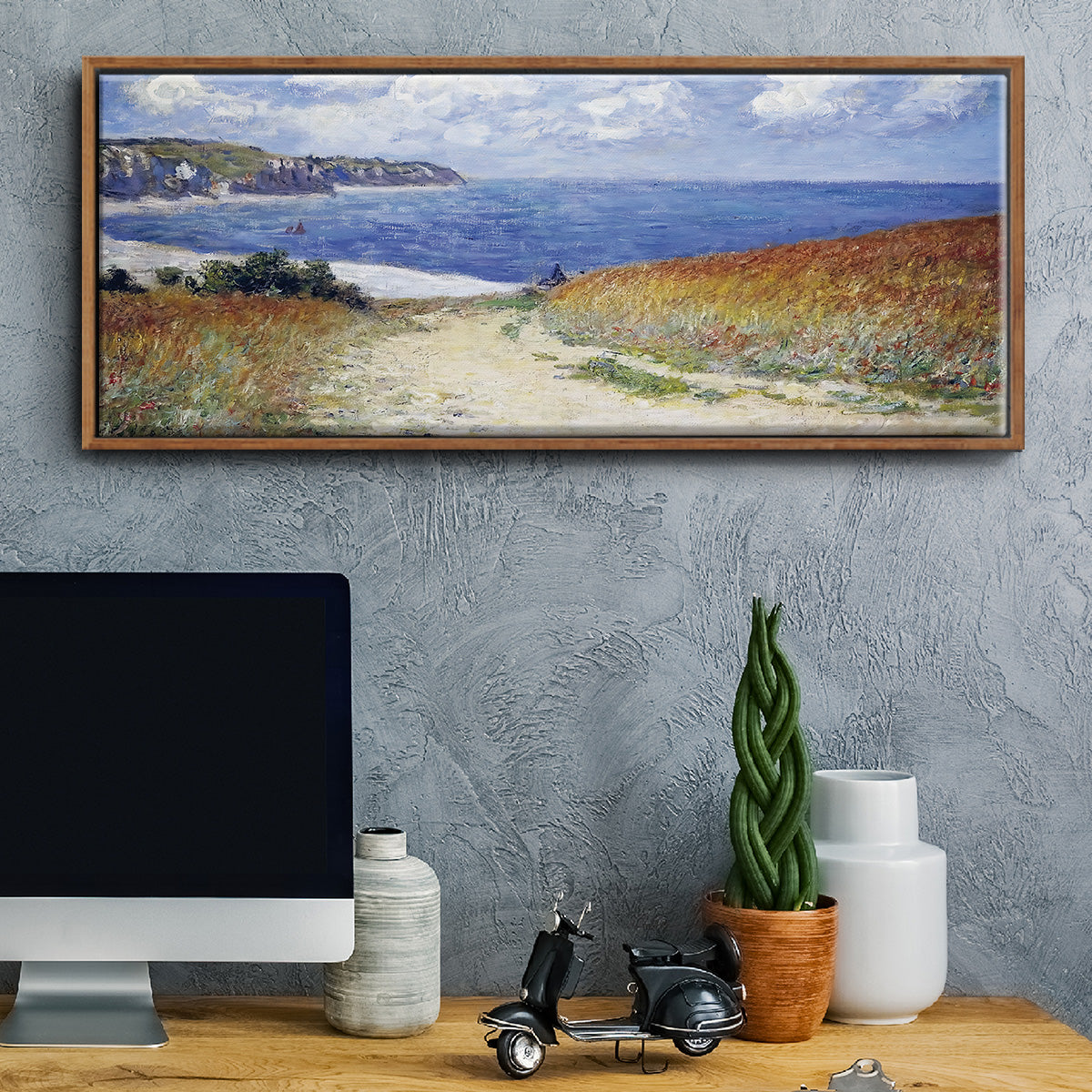 The Passage to the Sea Near Pourville, 1882 - Floater Framed Canvas Print