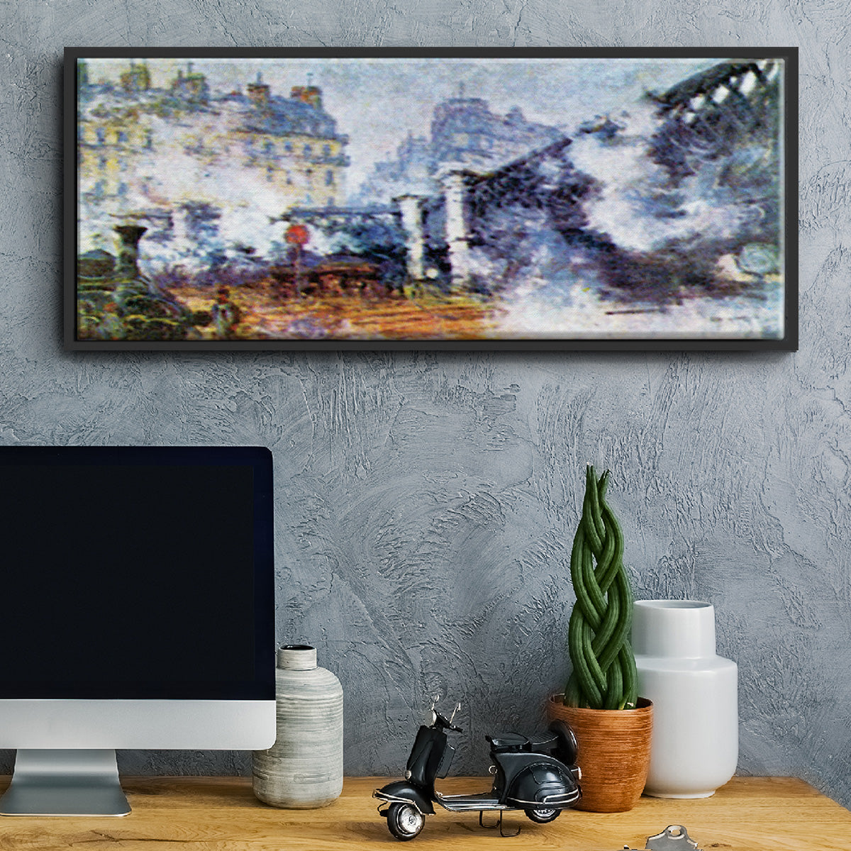 The Europe Bridge Saint Lazare Station in Paris - Floater Framed Canvas Print