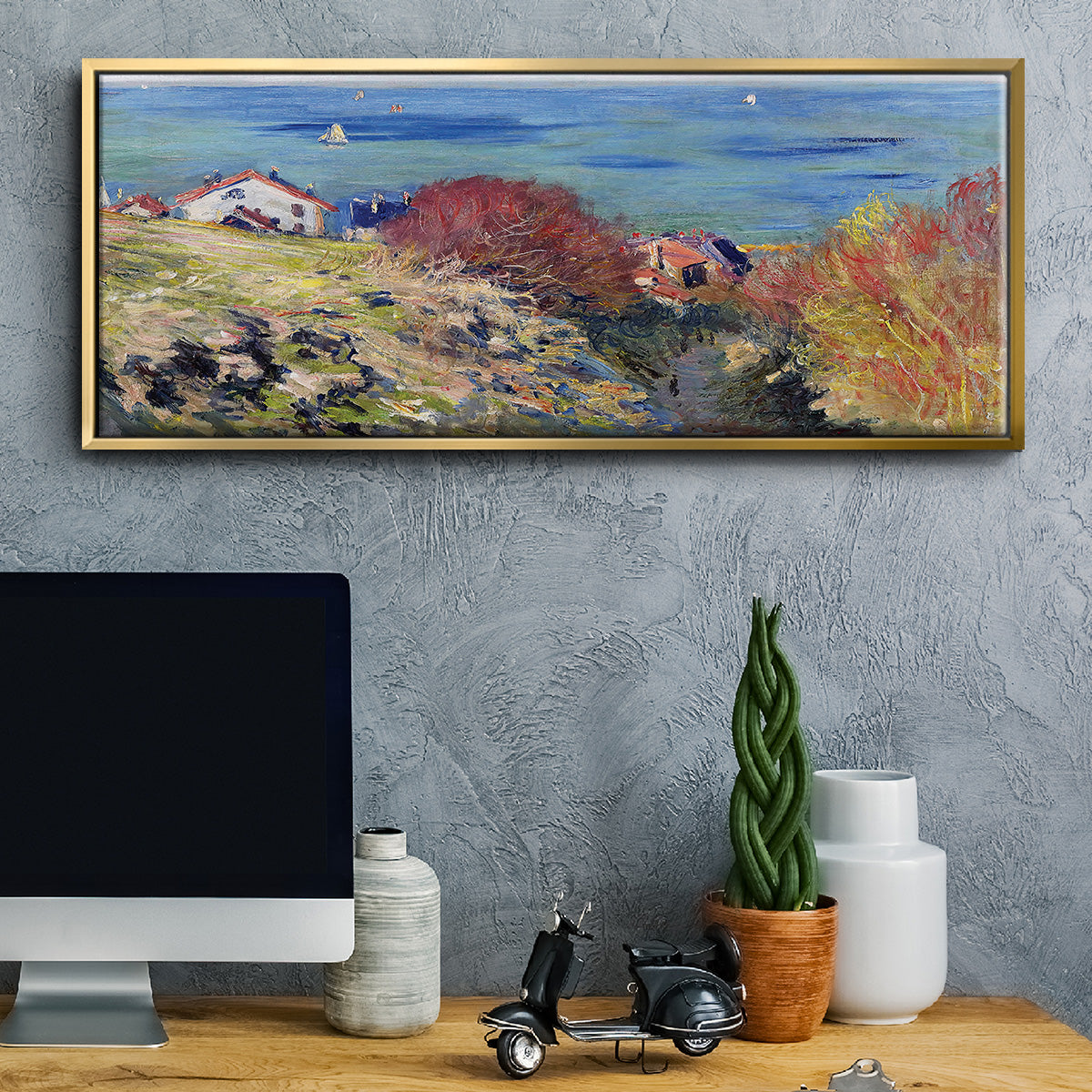 Pourville, 1882 - Floater Framed Canvas Print