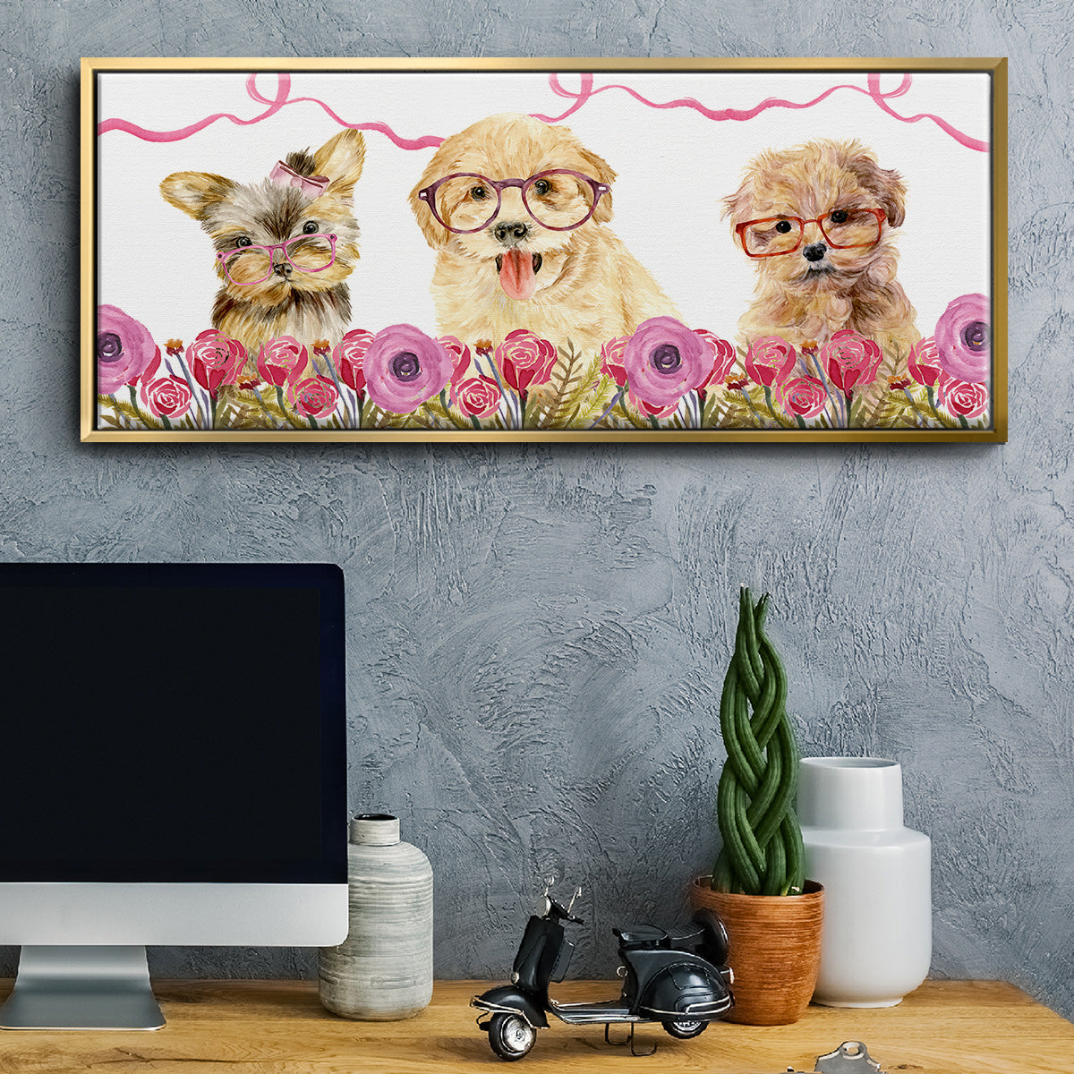 Puppy Valentine Collection D - Floater Framed Canvas Print