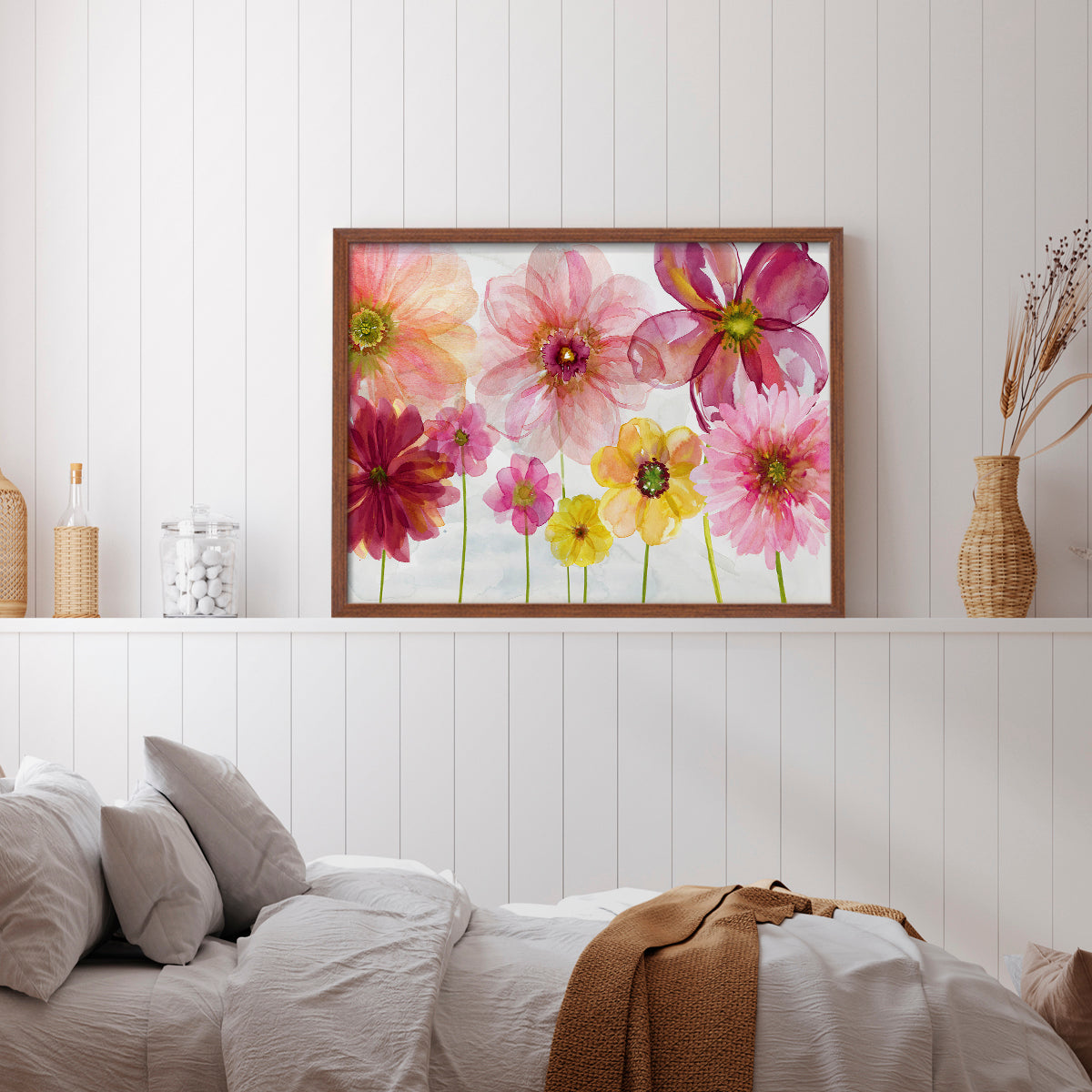 44001,watercolor,flowers,artwork,painting,floral,blossoms,pink,yellow,red,framed,colorful,decorative,nature,home decor,art,petals,garden,creative,mixed media,botanical,aesthetic,bright,beauty,hand-painted,wall art,interior design,cheerful,delicate,modern,flower arrangement,spring,seasonal,floral arrangement,visual art,design,Re-stickable,Text & Numbers