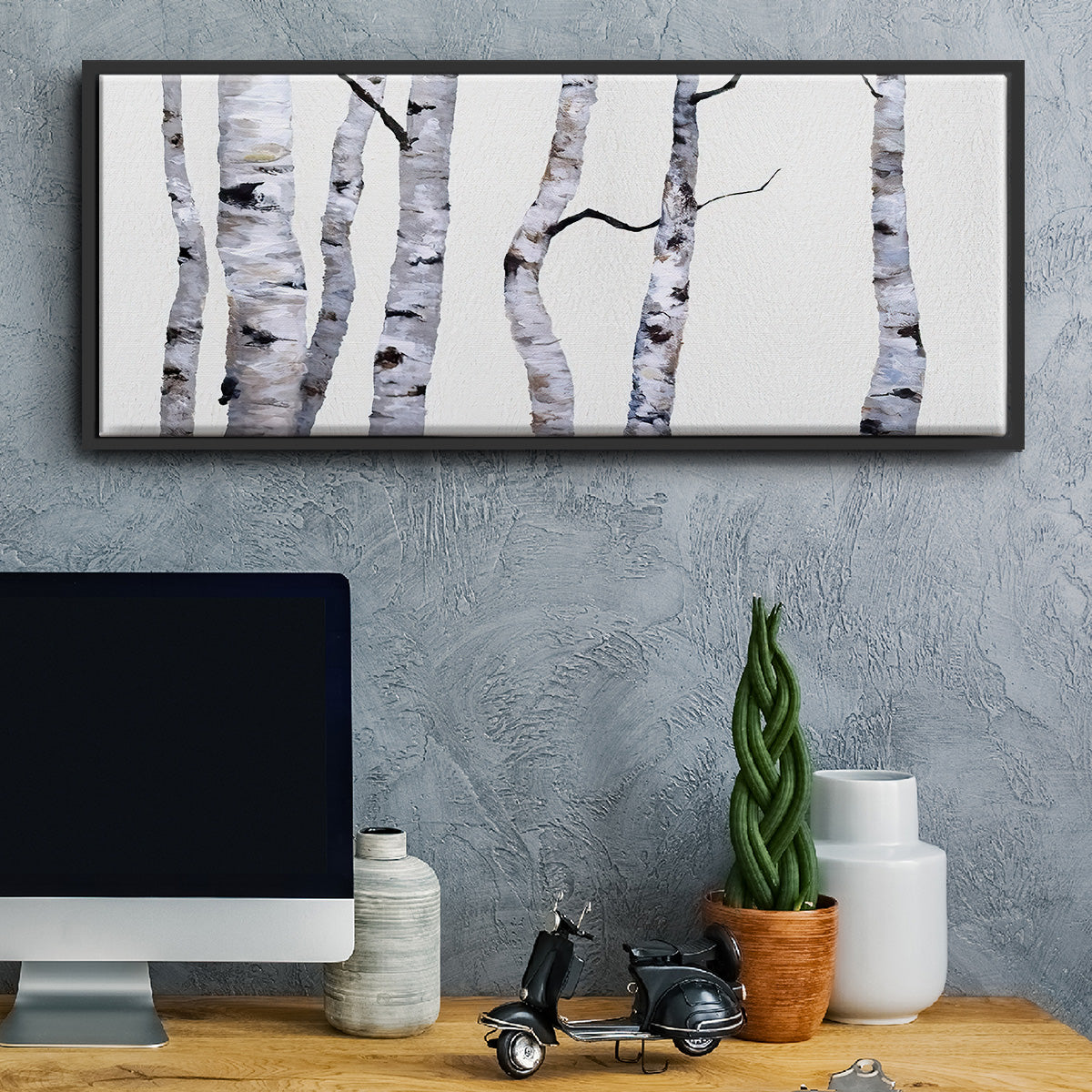 Birch Trees I - Floater Framed Canvas Print