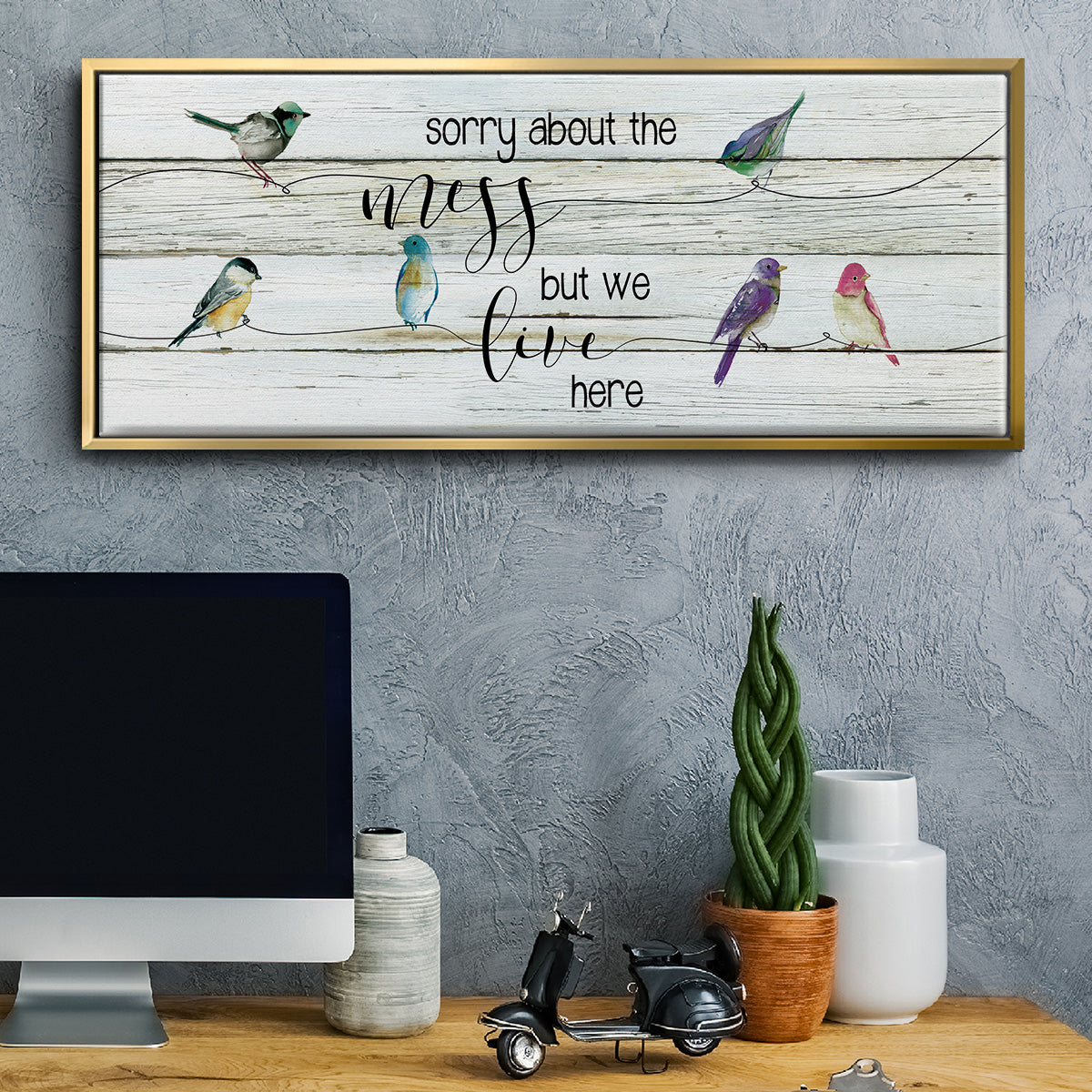 We Live Here - Floater Framed Canvas Print