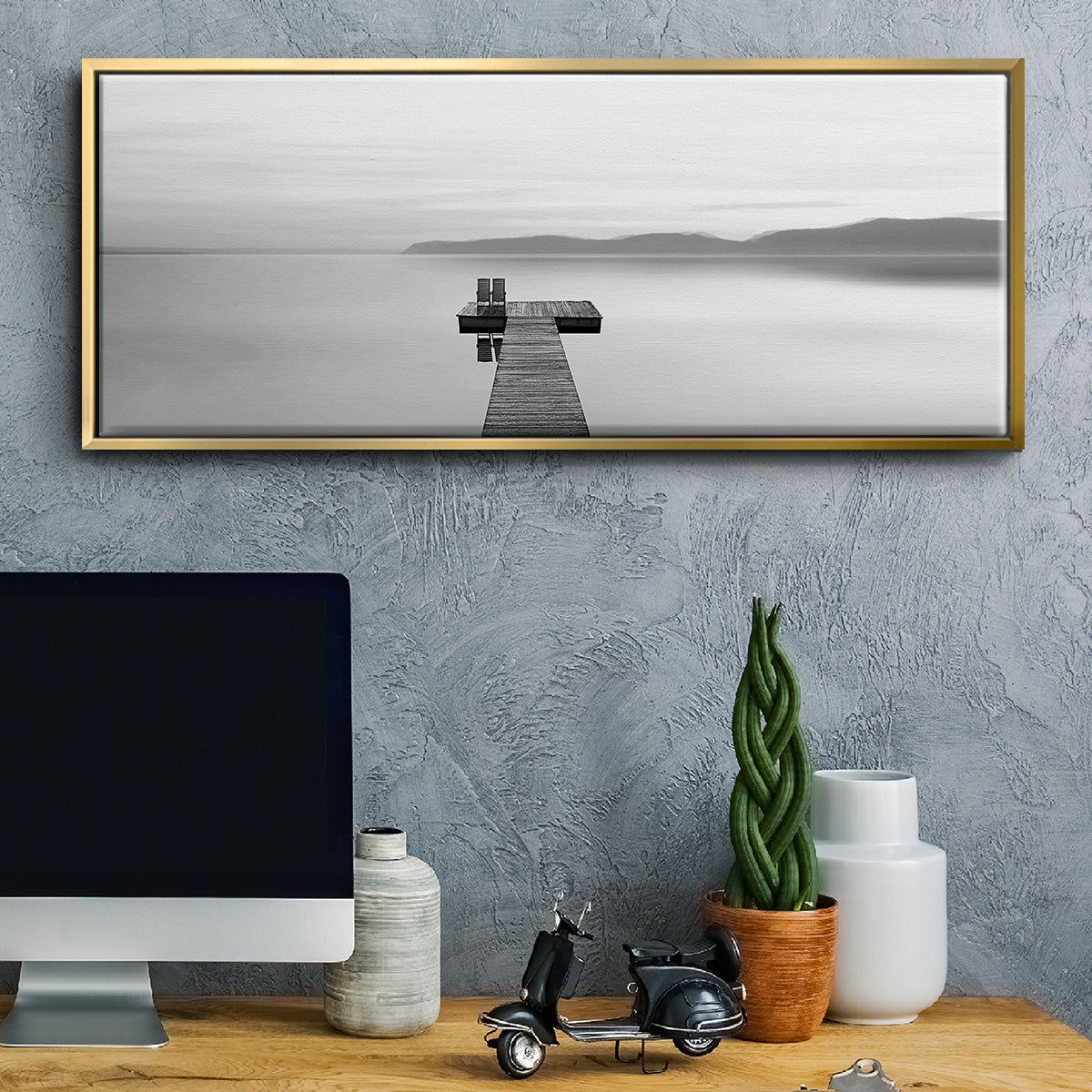 Black & White Water Panel XII - Floater Framed Canvas Print
