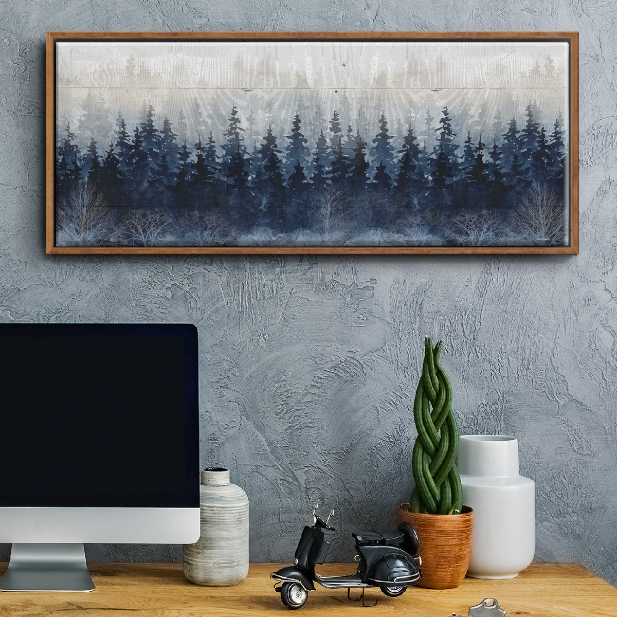 Misty Indigo Forest - Floater Framed Canvas Print
