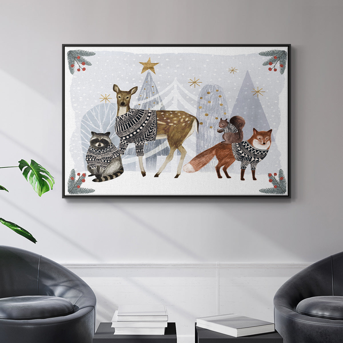 Cozy Christmas Collection A - Framed Gallery Wrapped Canvas in Floating Frame